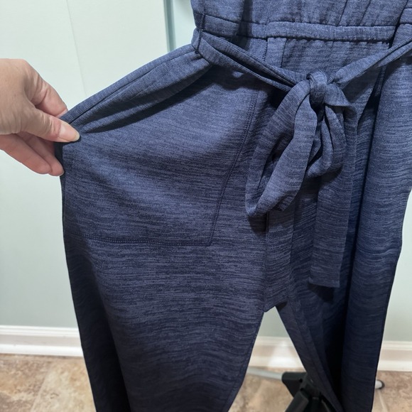 NWT T By Talbots Wide Leg Jumpsuit Women Small Blue V-Neck Pockets Crop Stretch - Picture 3 of 8